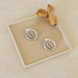 Silver Organic Leaf Stud Earrings