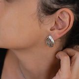 Silver Organic Leaf Stud Earrings