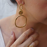 Large Gold Dangle Geometric Circle Earrings