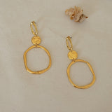 Large Gold Dangle Geometric Circle Earrings