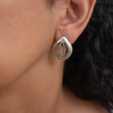 Silver Organic Leaf Stud Earrings
