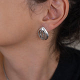 Silver Organic Leaf Stud Earrings