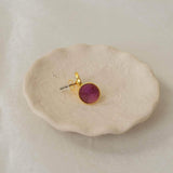 Gold Purple/Turquoise Enamel Round Disc Stud Earrings