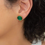 Gold Purple/Turquoise Enamel Round Disc Stud Earrings