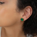 Gold Purple/Turquoise Enamel Round Disc Stud Earrings