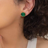 Gold Purple/Turquoise Enamel Round Disc Stud Earrings