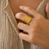 Gold Hammered Lines Ring