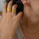 Gold Hammered Lines Ring