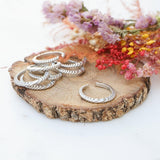 Silver Thin Wavy Hammered Open Ring