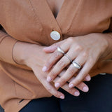 Silver Thin Wavy Hammered Open Ring