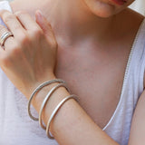 Χοντρό Ασημί Βραχιόλι με Οβάλ Σχήμα