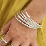 Χοντρό Ασημί Βραχιόλι με Οβάλ Σχήμα