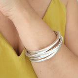 Χοντρό Ασημί Βραχιόλι με Οβάλ Σχήμα