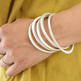 Χοντρό Ασημί Βραχιόλι με Οβάλ Σχήμα