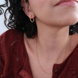 Gold Stainless Steel Thick Round Beaded Hoop Earrings