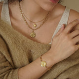 Χρυσό Βραχιόλι Αλυσίδα με Ήλιο και Φεγγάρι