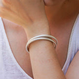 Silver Shiny Thick Round Bangle Bracelet