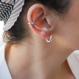 Modern Silver Open Hoop Earrings