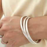 Silver Shiny Thick Round Bangle Bracelet