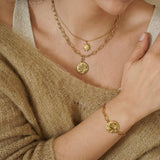 Χρυσό Βραχιόλι Αλυσίδα με Ήλιο και Φεγγάρι