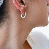 Modern Silver Open Hoop Earrings