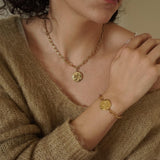 Χρυσό Βραχιόλι Αλυσίδα με Ήλιο και Φεγγάρι