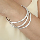 Silver Shiny Thick Round Bangle Bracelet