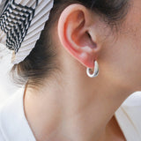 Modern Silver Open Hoop Earrings
