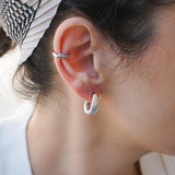 Modern Silver Open Hoop Earrings