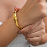 Gold Bold Cuff with Leaf