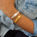 Gold Bold Cuff with Leaf