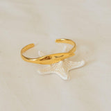 Gold Bold Cuff with Leaf