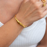 Gold Bold Cuff with Leaf