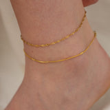Gold Stainless Steel Twisted Chain Anklet