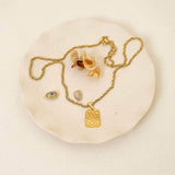 Gold Rectangle Hammered Pendant Necklace