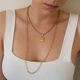 Gold Rectangle Hammered Pendant Necklace