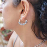 Ethnic Hoops with Black or Turquoise Enamel Triangles