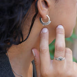 Ethnic Hoops with Black or Turquoise Enamel Triangles