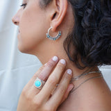 Ethnic Hoops with Black or Turquoise Enamel Triangles