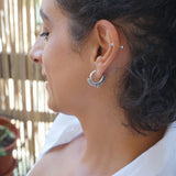 Ethnic Hoops with Black or Turquoise Enamel Triangles