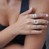 Tiny Silver Band Evil Eye Ring