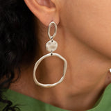 Large Silver Geometric Circle Dangle Earrings