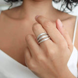 Silver Long Parallel 2 or 3 Lines Ring