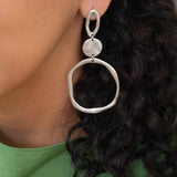 Large Silver Geometric Circle Dangle Earrings