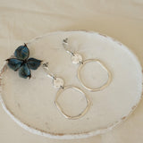 Large Silver Geometric Circle Dangle Earrings