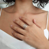 Silver Long Parallel 2 or 3 Lines Ring