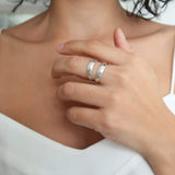 Silver Long Parallel 2 or 3 Lines Ring