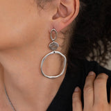 Large Silver Geometric Circle Dangle Earrings
