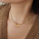 Gold Sun Pendant Necklace