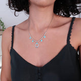 Silver Turquoise Round Enamel Charms Necklace